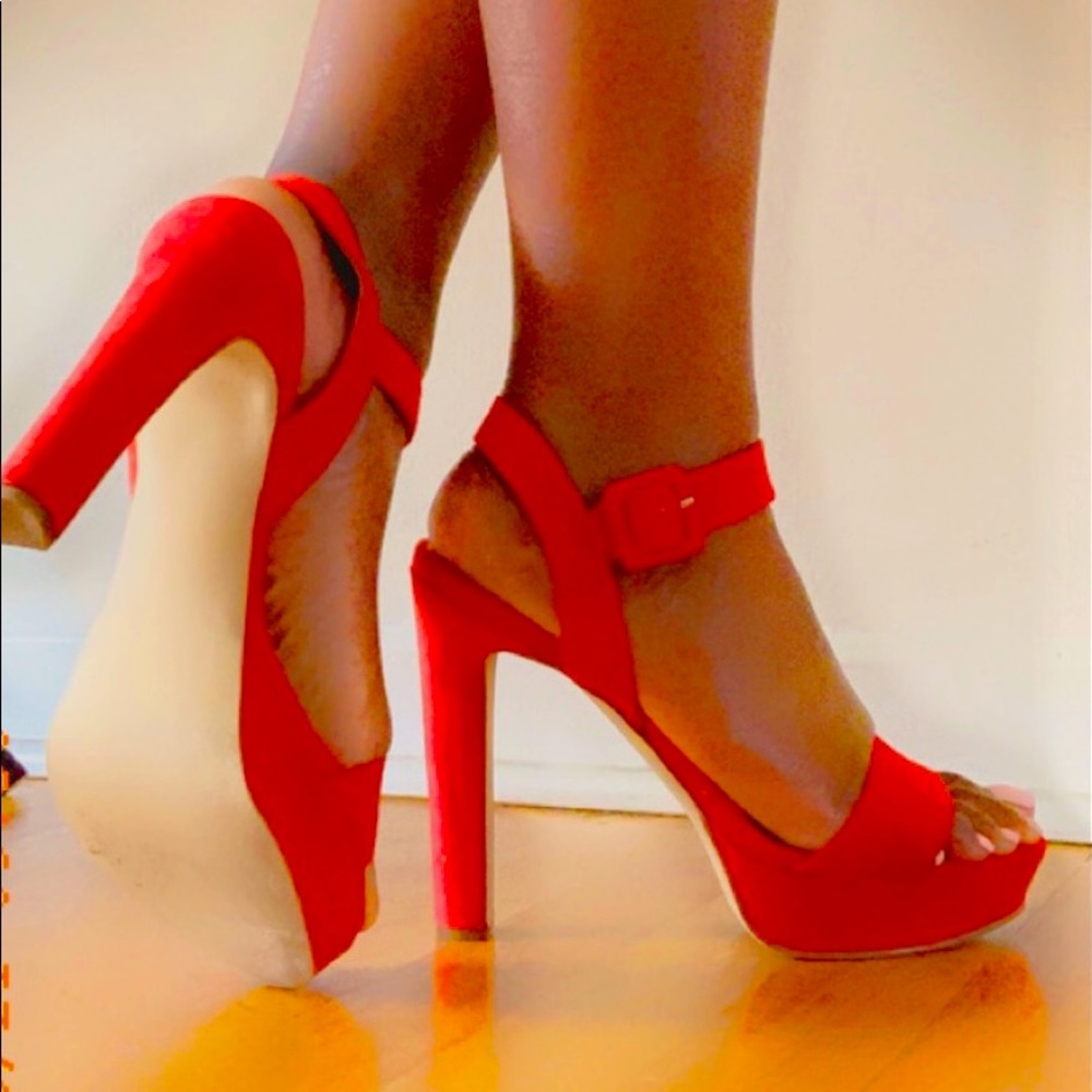 Red platform heels